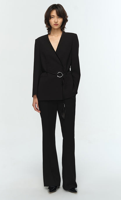 COMME MOI Lu Yan designer's new women's classic black slim acetic bell bottoms - GREAT.