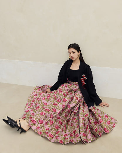 HECO Handmade Fan Bead Shoulder black white Blazer Women -sent.