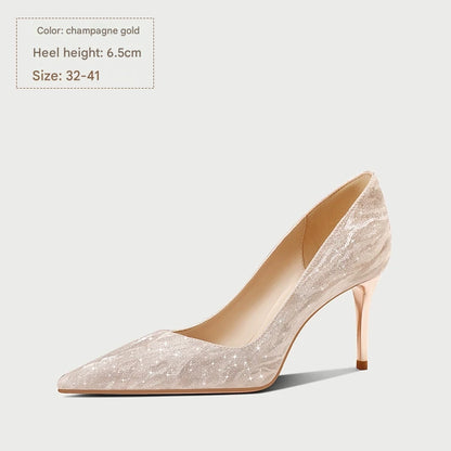 PJJUU thick heel french high heeled shoes  - TROPHY.