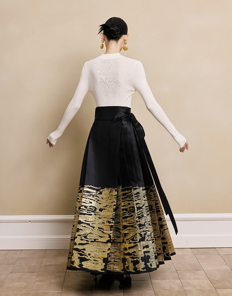 HECO red black white wool Blend twisted cut-out stand collar long-sleeved Knit- secret.