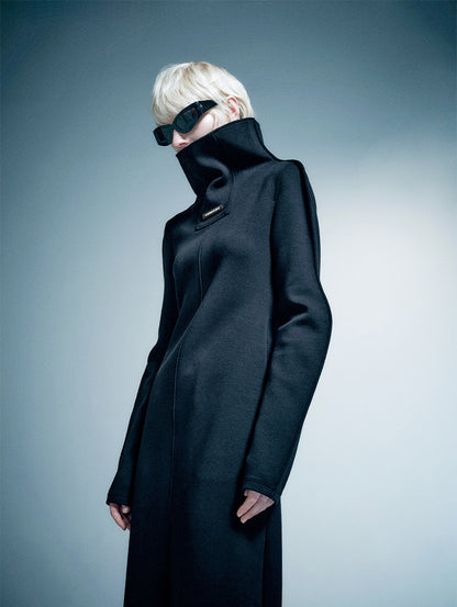 ANNAKIKI niche designer model comfortable wavy stand-up collar coat-HIROTO