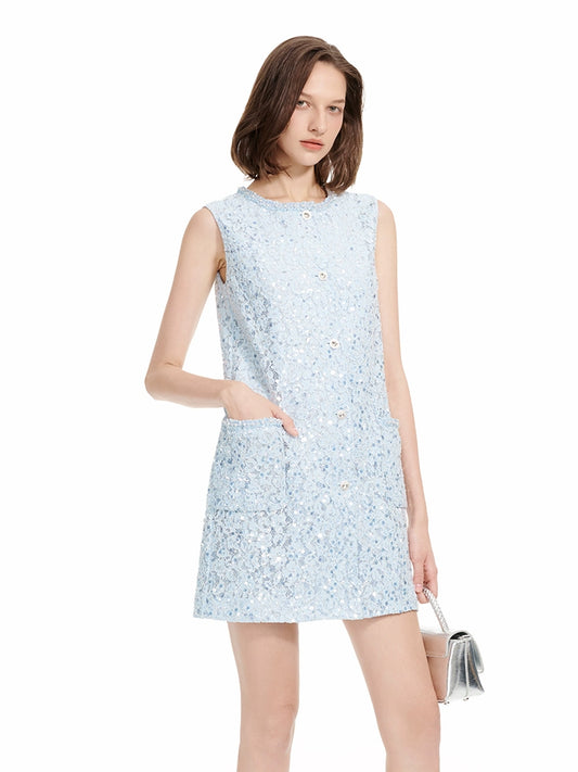 YES BY YESIR | Ye Qians Sequin-Laced Sleeveless Dress -LUMARIA.