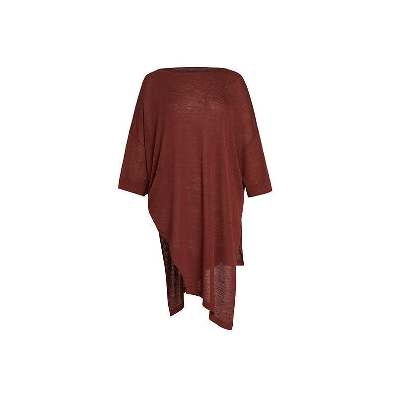 ZHUCHONGYUN one-line collar loose irregular thin top-USHER.