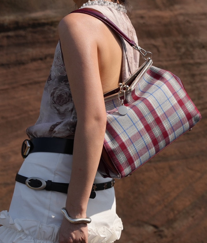 IUBALLET Steam Code Plaid Underarm Vintage Style Commuter Bag - ACHING.