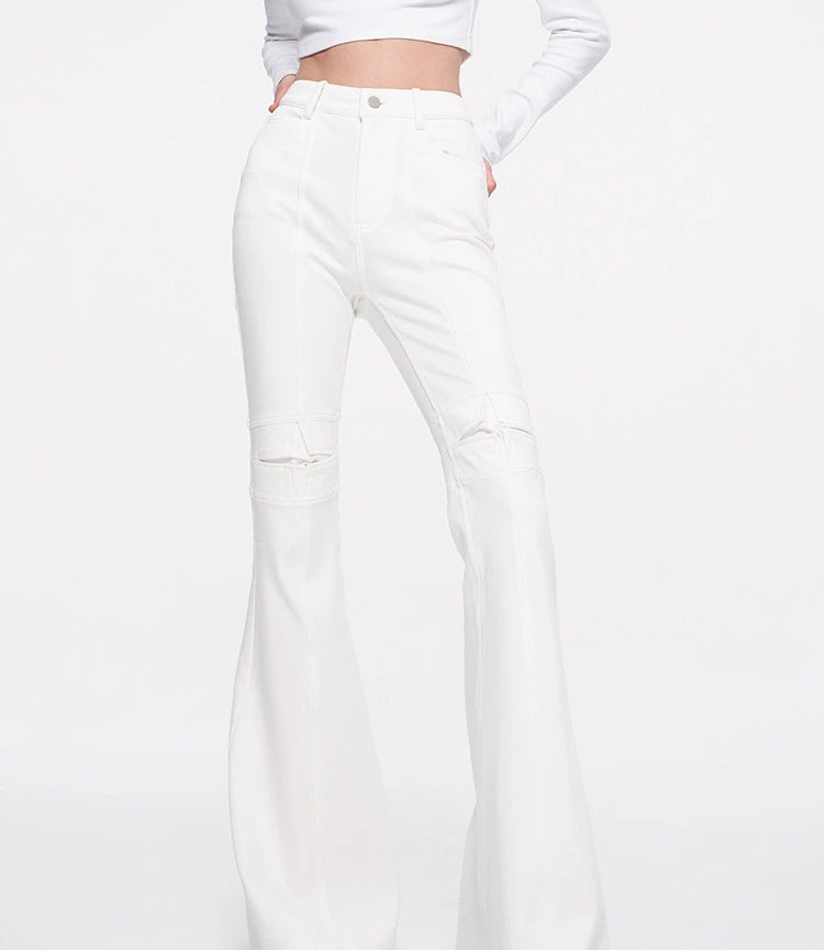 ANNAKIKI niche designer four-pointed star functional mid-rise flared pants-XIAOBEI
