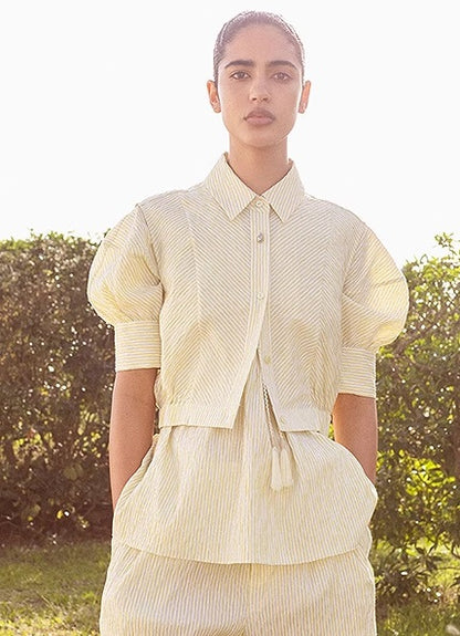 COMME MOI  sleeveless striped short shirt - TIMOTHY.