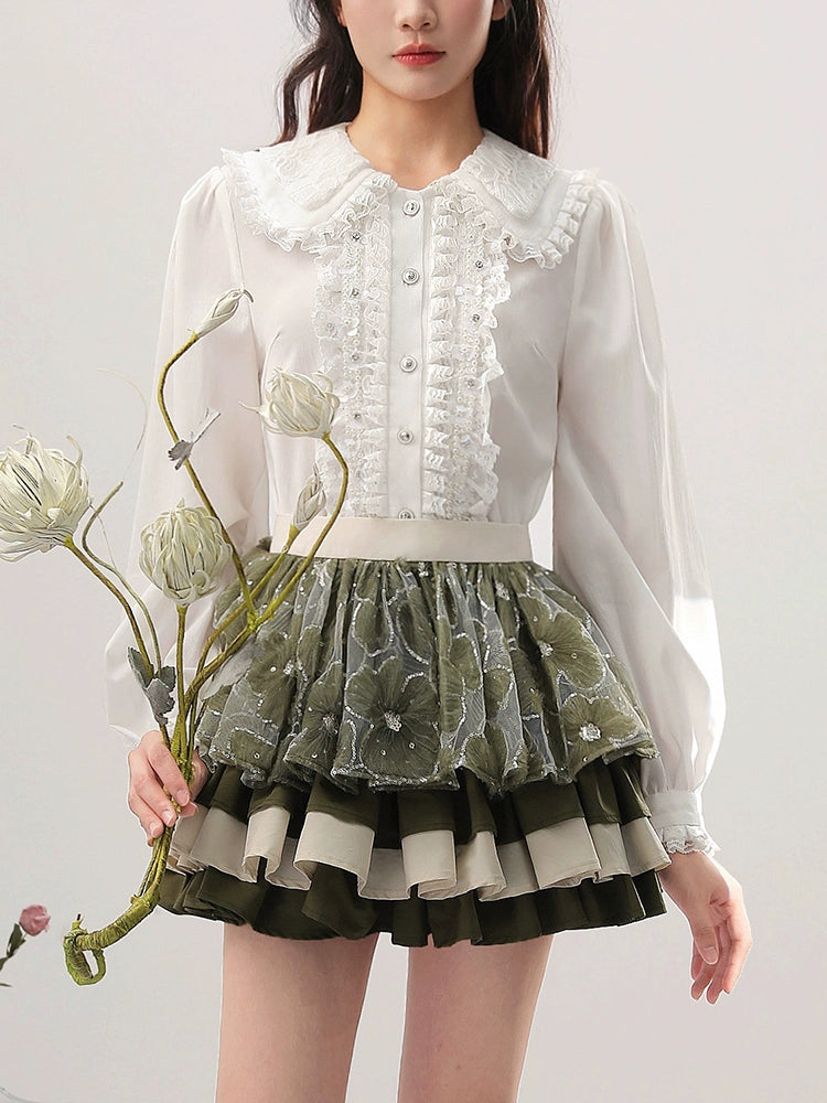 CHECOCRE Chic  Three-dimensional Mesh High-waisted Puffy Skirt - AUDIENCE
