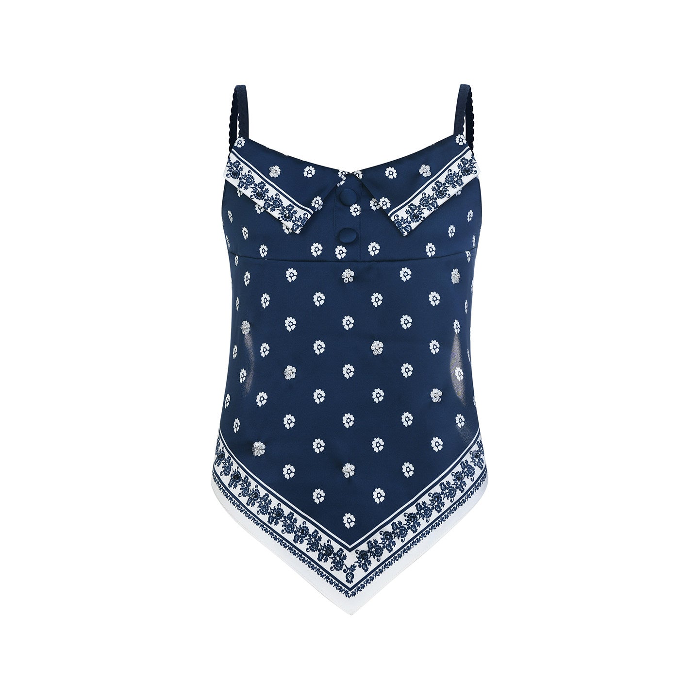FAME Beaded Printed Scarf Deconstructed Camisole Top