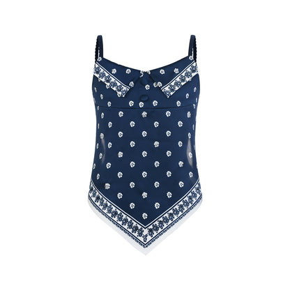 FAME Beaded Printed Scarf Deconstructed Camisole Top