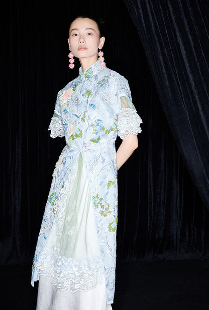 M essential Mackay designer Jiyi embroidery silk hand-dyed embroidered maxi dress - BAM.
