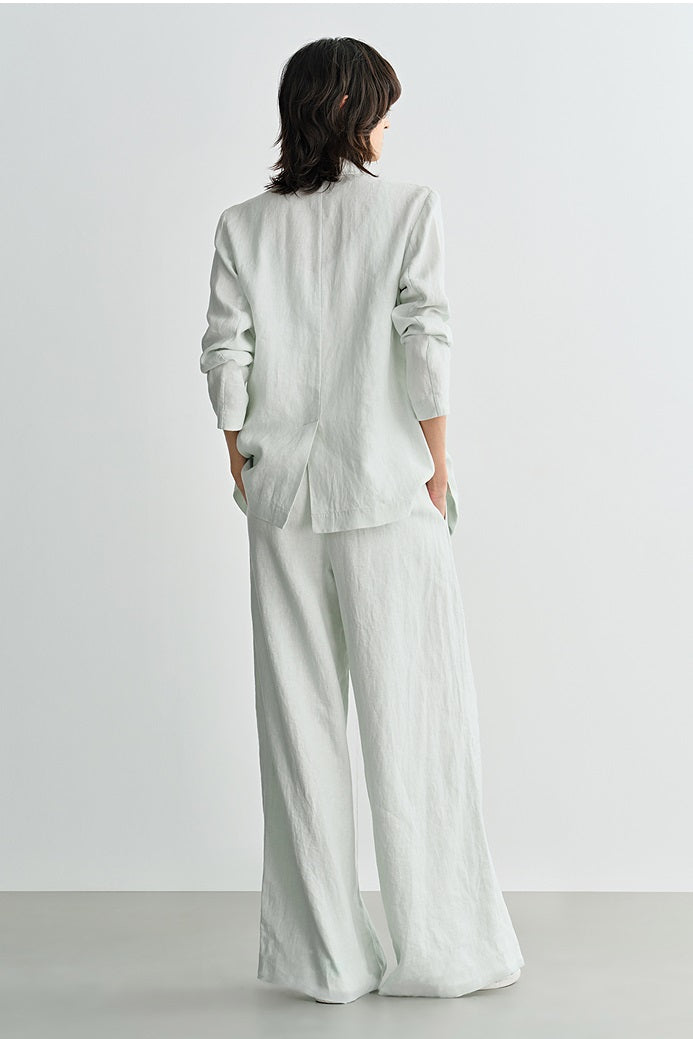 COMME MOI women's light linen wide-leg pant suit set - MESSIAH.