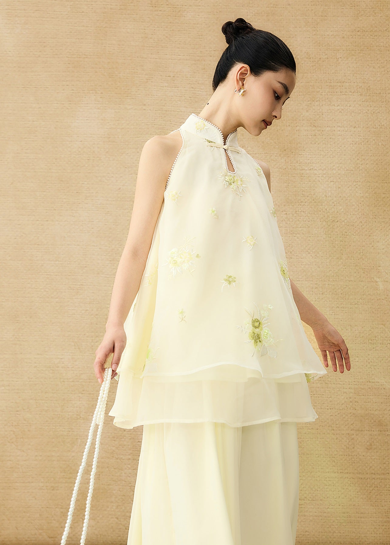 HECO Chinese double-layer tulle flesh covering elastic ballet style vest two-piece - LEVI.