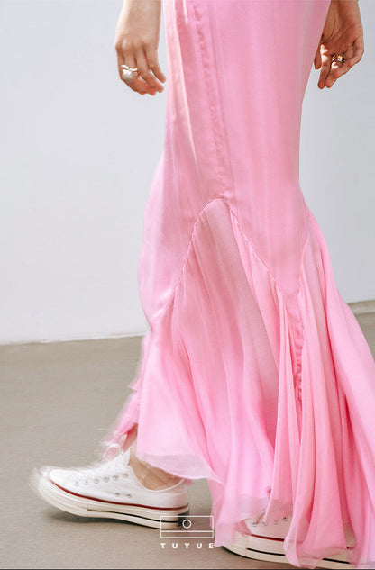 TUYUE mulberry silk maxi mermaid skirt- VIVIAN.