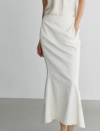 COMME MOI Lv Yan designer spring women's retro jacquard half-length fishtail dress - MARIA.