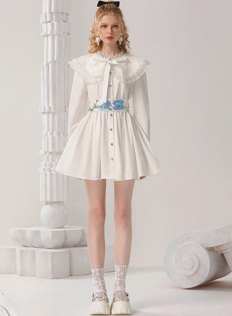 CHECOCRE Elegant Embroidered Sequins Contrast Waist Princess Dress - INVADE