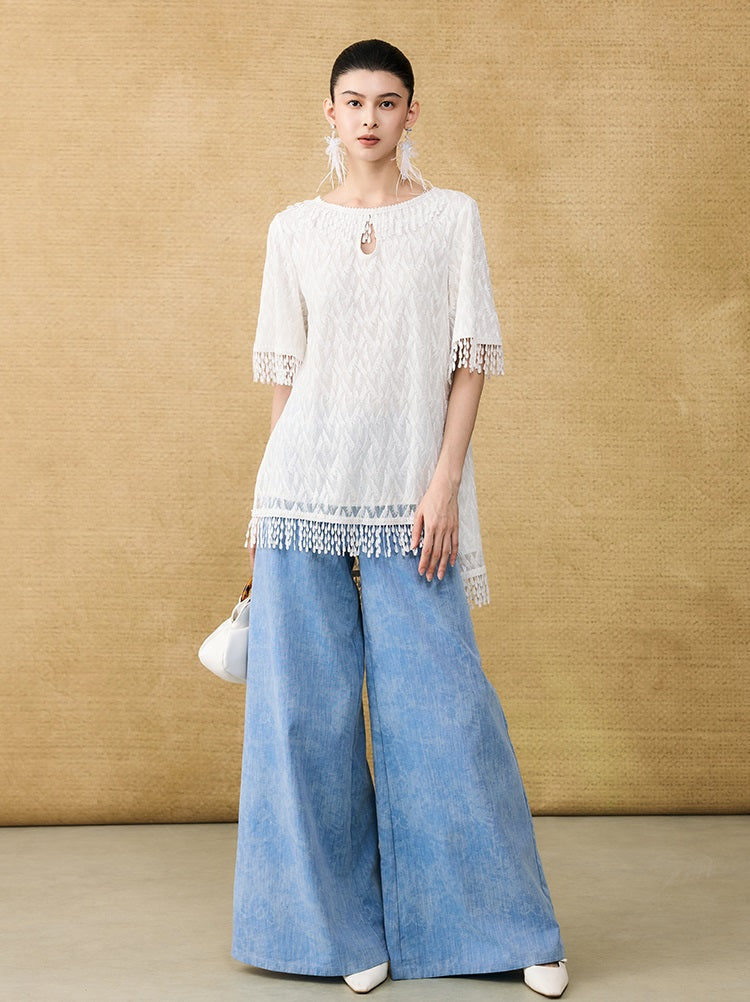 HECO Chinese Old Money Linen Bootcut Slacks Slim Wide-leg Pants - GLADE.