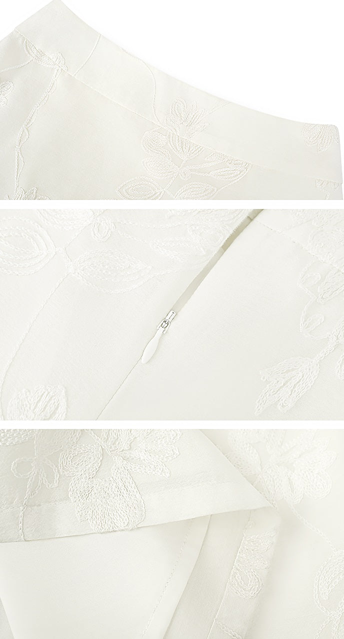 HECO Embossed Jacquard Acetate Long Straight Skirt - COUNCIL