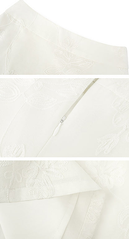 HECO Embossed Jacquard Acetate Long Straight Skirt - COUNCIL.