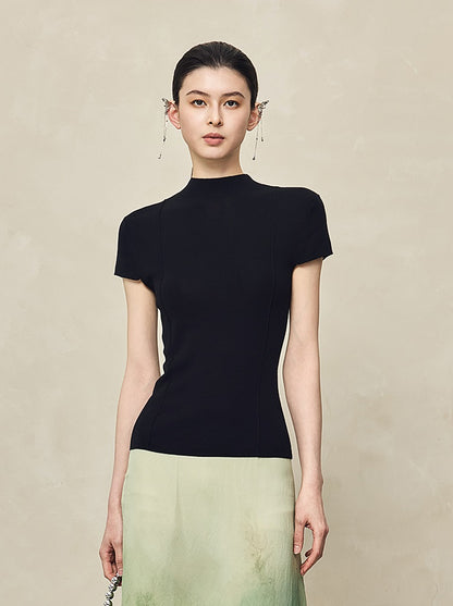 HECO Pit Strip Half-high Neck Short Sleeve T-Shirt - FLY.