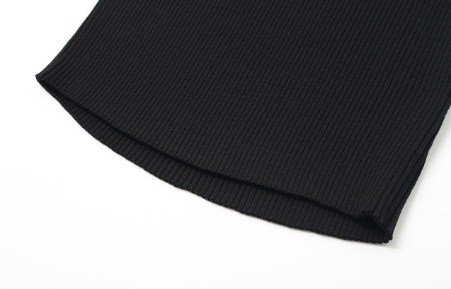 ZHUCHONGYUN Black Loose Drop Shoulder Design Knitted Dress--GRELL.