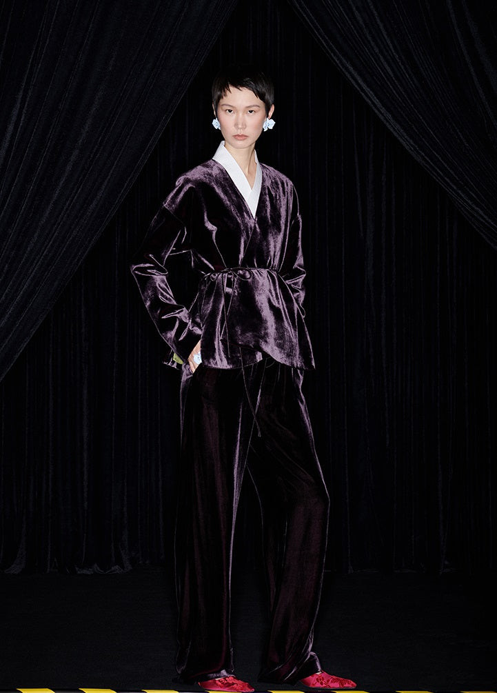 M essential Mackay designer fuchsia velvet jacket - silver