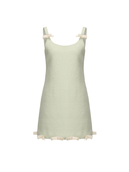 ATELIER MISS LU Bow Patchwork Sheep Wool Camisole Dress - FOGT.