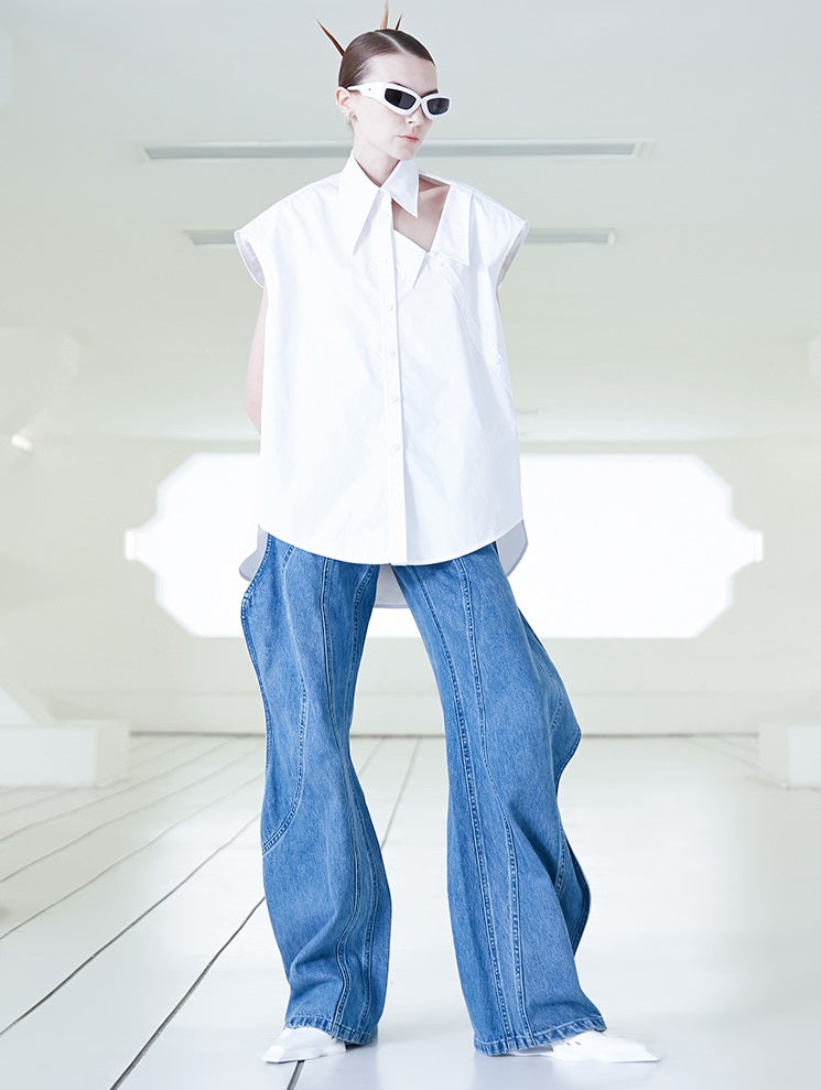 ANNAKIKI 3D Wave Fractal Deconstructed Trousers-SMITH.