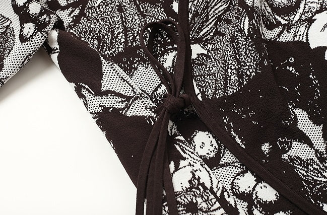 ZHUCHONGYUN spring's knit jacquard loose cross-collared jacket--SHARU.