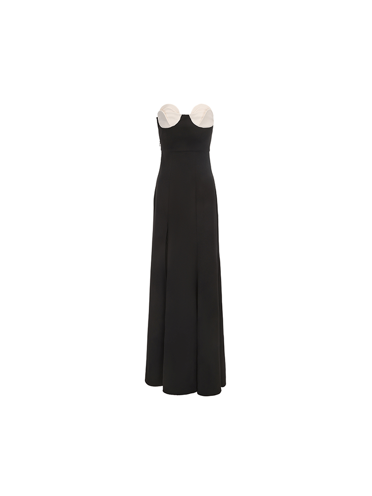 ATELIER MISS LU Flower Piece Design Bandeau Slit Mermaid Dress -  AKBAR.