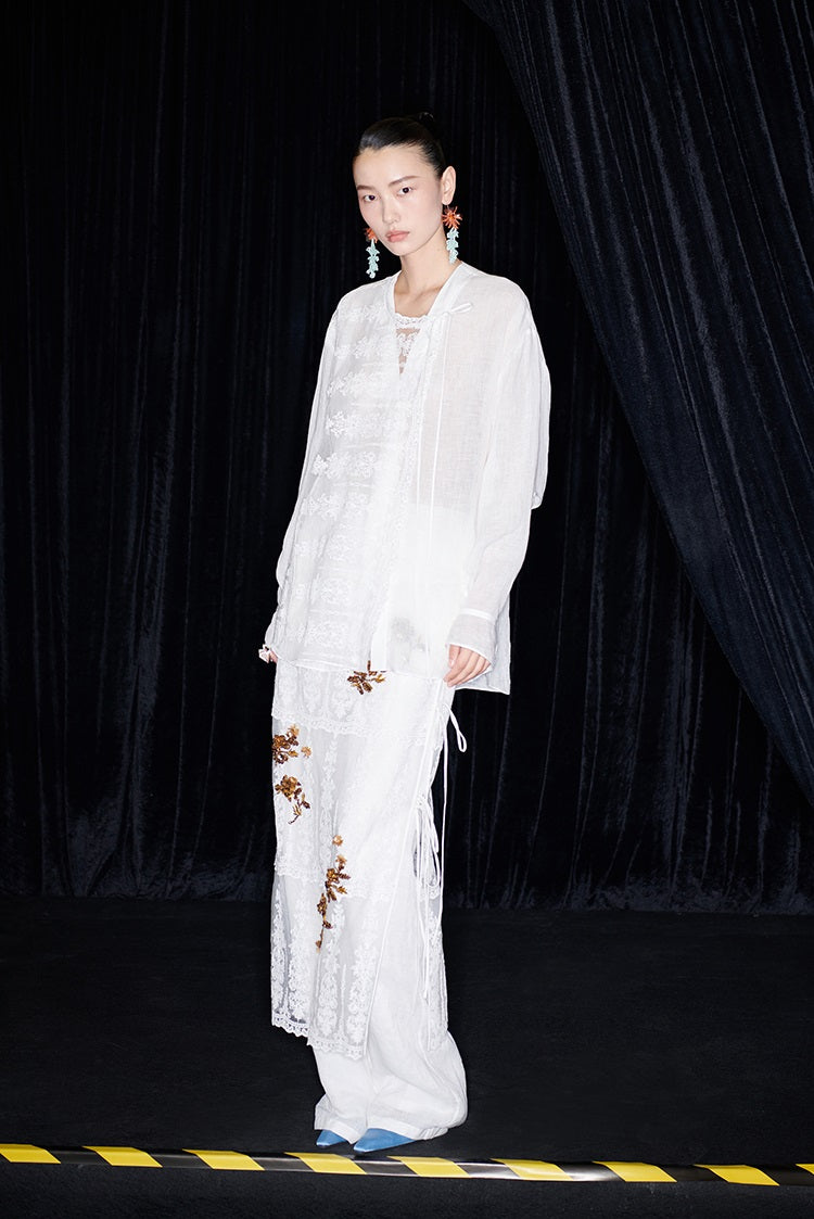 M essential Mackay designer Zen One Linen layered lace-up top - ANTSY.