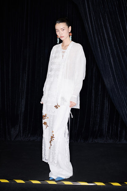 M essential Mackay designer Zen One Linen layered lace-up top - ANTSY.