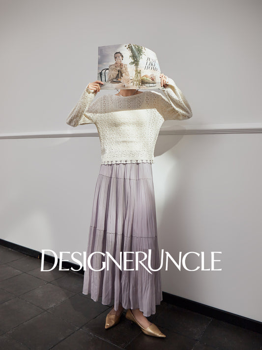 DGU "Suying" off-white knitted new air-quality versatile commuter top - Dana.