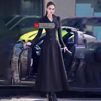 VJE  Warm Woolen Double-breasted Thickened Coat-JONG.