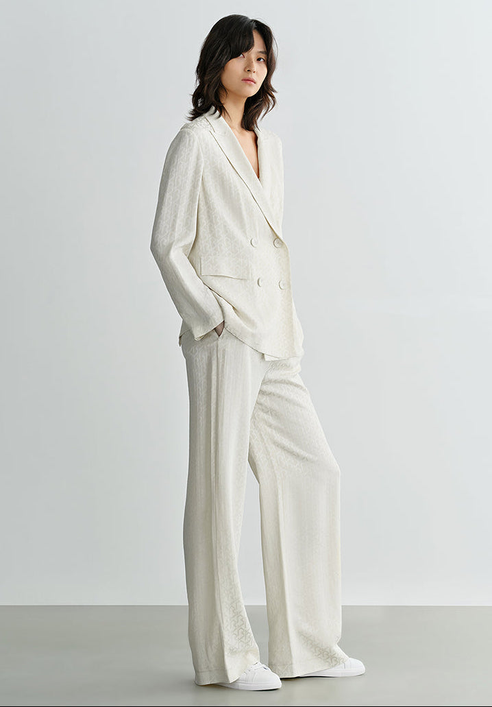 COMME MOI summer white jacquard straight suit jacket - RUBY.