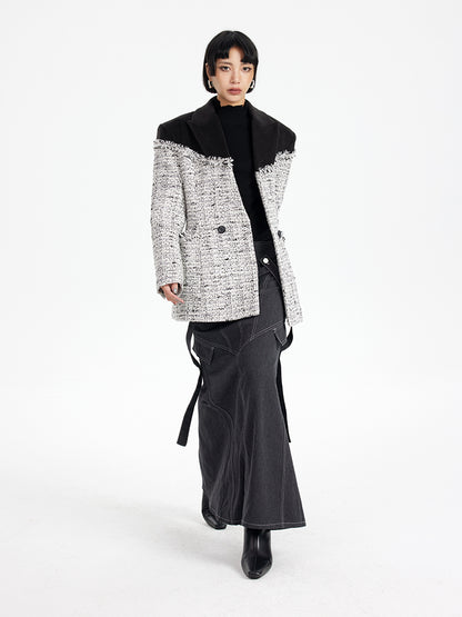TINY IN tweed wool long sleeve coat-SAKI.