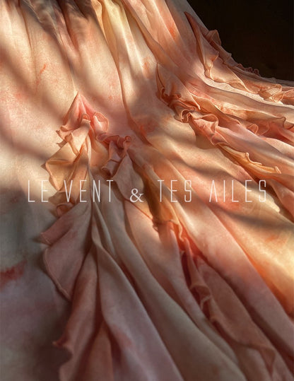 LE VENT& TES AILES Spring summer elegant multicolor silk smudged floral shirt skirt-ENE