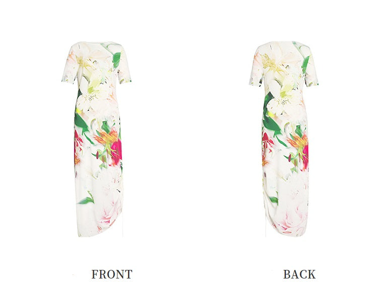 ZHUCHONGYUN round neck irregular floral dress-CABA.