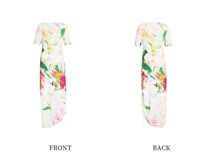 ZHUCHONGYUN round neck irregular floral dress-CABA.