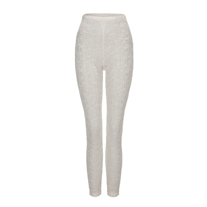 ATELIER MISS LU Fall/Winter Sheep Wool Texture Slightly Sheer Leggings - NARCISSA