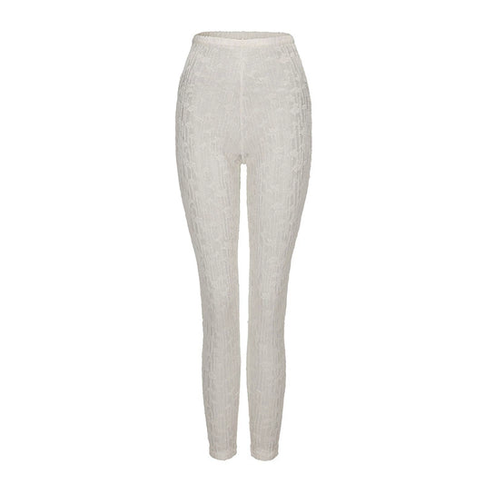 ATELIER MISS LU Fall/Winter Sheep Wool Texture Slightly Sheer Leggings - NARCISSA