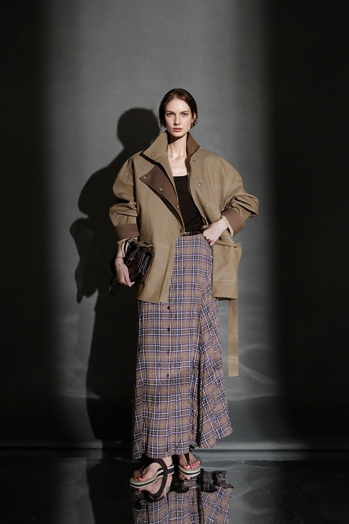 PIAOIN British Style Pattern Design A-Line Women's Fashionable Pleated Skirt -CHARLOTTE