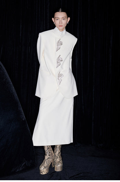 M essential Mackay designer Jiayang twill iris beads new Chinese silhouette suit - about.