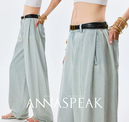 ANNASPEAK fashionable  cotton loose jeans-CHISA.