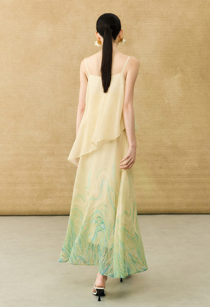 HECO Chinese Layered  Summer Smudge Temperament Long dress- ZING.