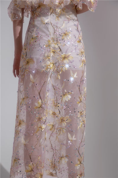 Wardrobes by Chen Elegant wedding guest Halter Sleeveless Lace bridal Dress- Megan