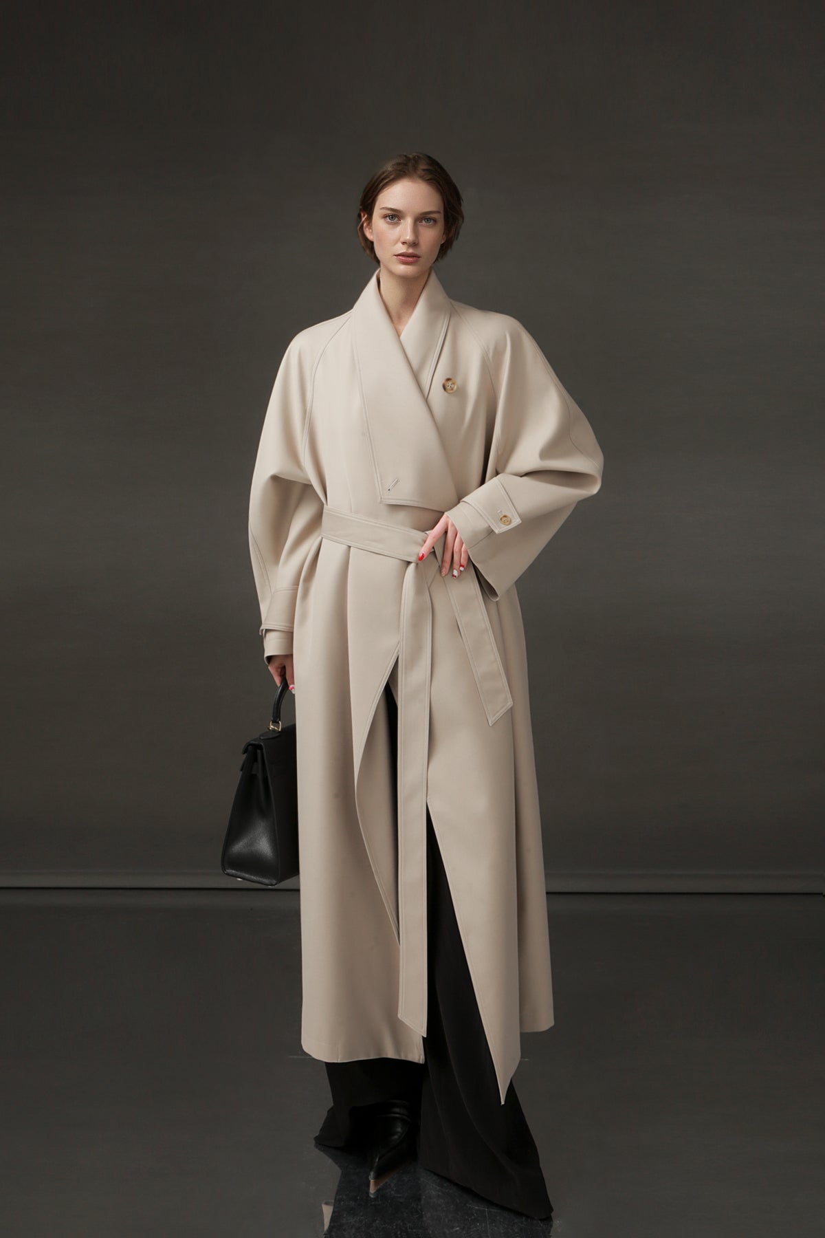 PIAOIN Haute Couture Large-lapel Silhouette Trench Coat Jacket -BECK