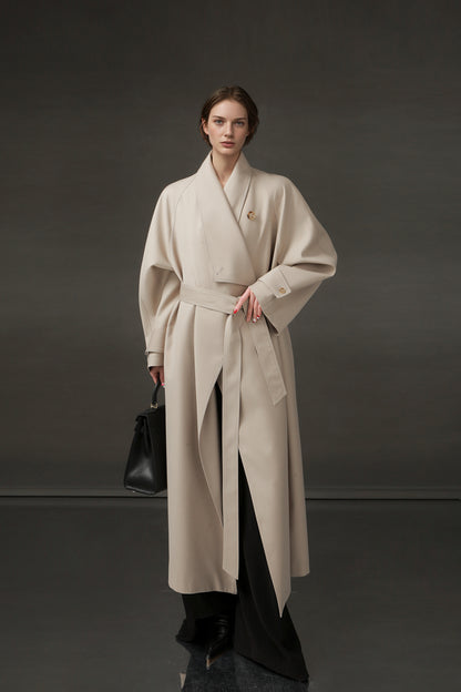 PIAOIN Haute Couture Large-lapel Silhouette Trench Coat Jacket -BECK