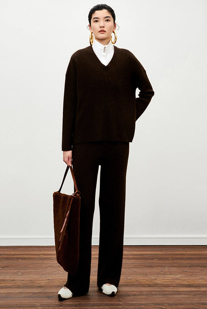 ZHUCHONGYUN Winter Slim Fit Yak Fleece Knitted Pants--FUDOU.