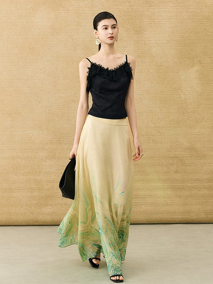 HECO Chinese Style Gradient Print Summer Temperament Charm Skirt - ZADE.