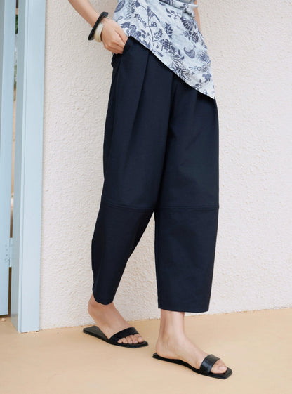 SUSHE eight-point straight banana relaxed wide-leg pants-KATY